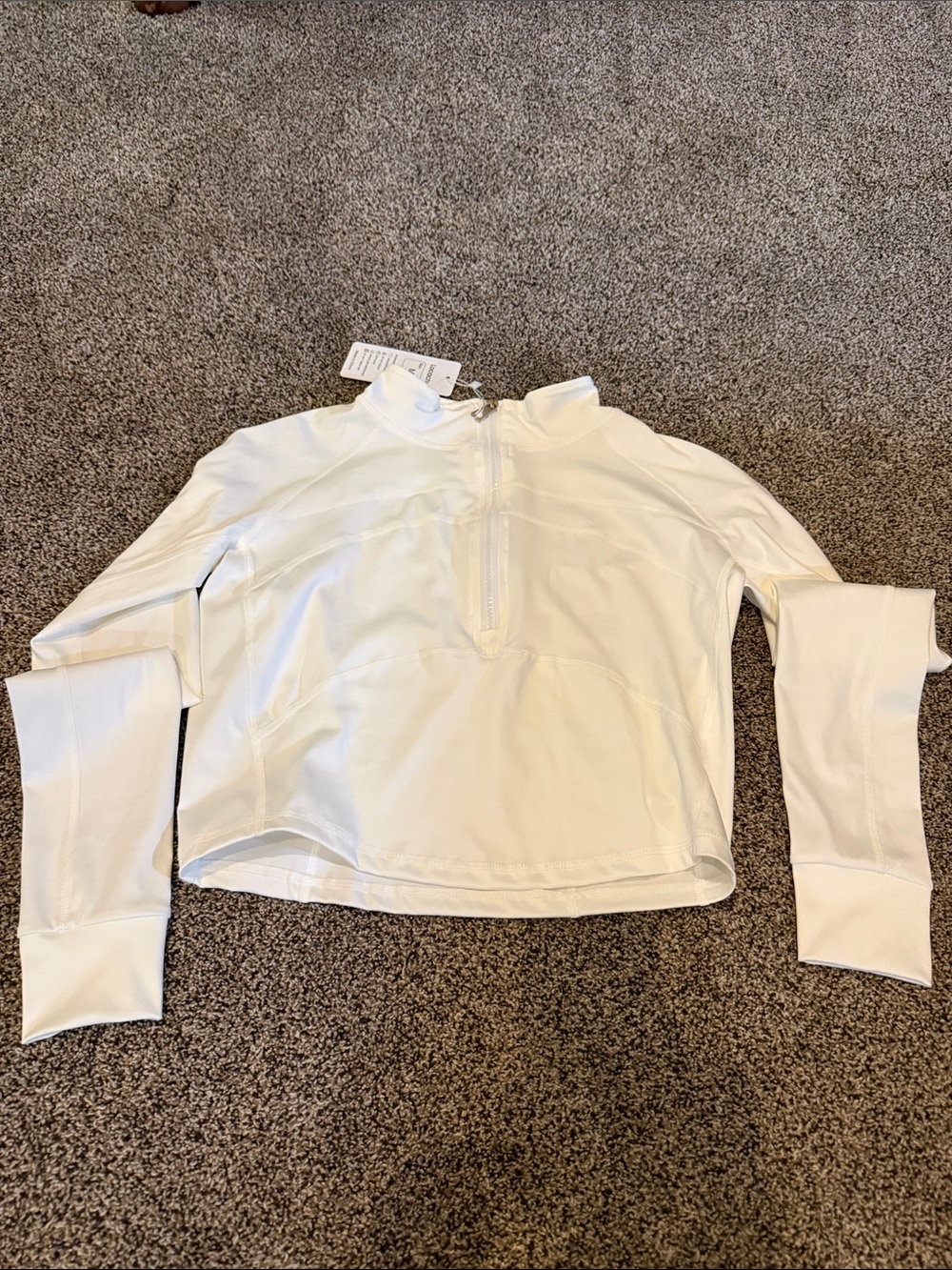 Women’s White Long-Sleeve Quarter-Zip Top